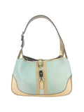 Gucci Light Blue and Gold Canvas and Leather Jackie Bag