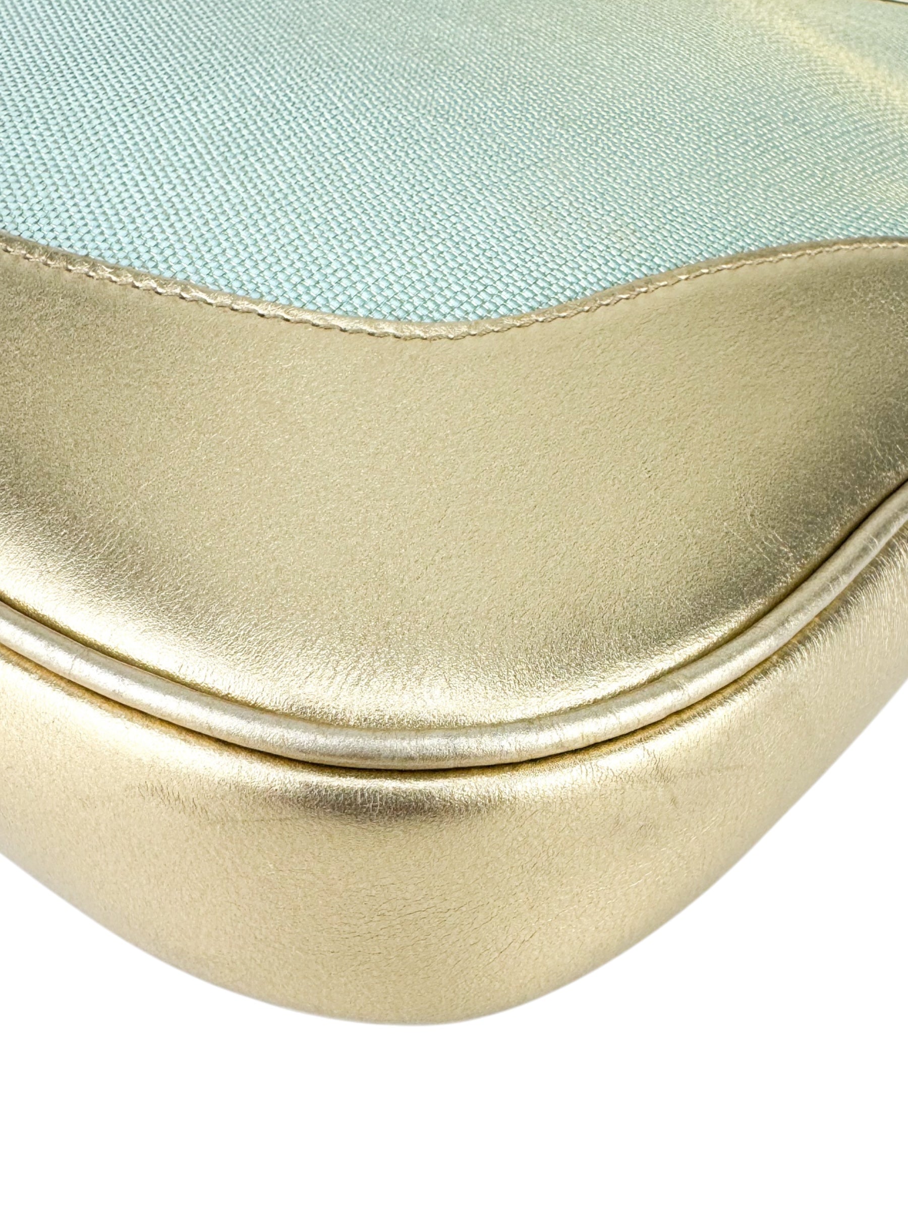 Gucci Light Blue and Gold Canvas and Leather Jackie Bag