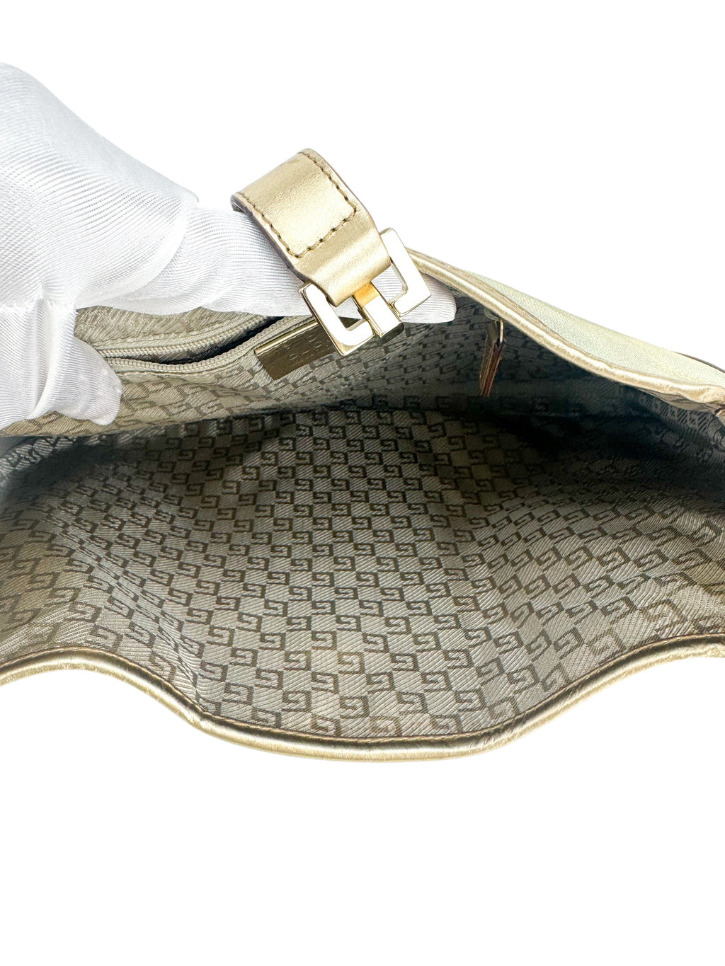 Gucci Light Blue and Gold Canvas and Leather Jackie Bag