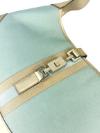 Gucci Light Blue and Gold Canvas and Leather Jackie Bag