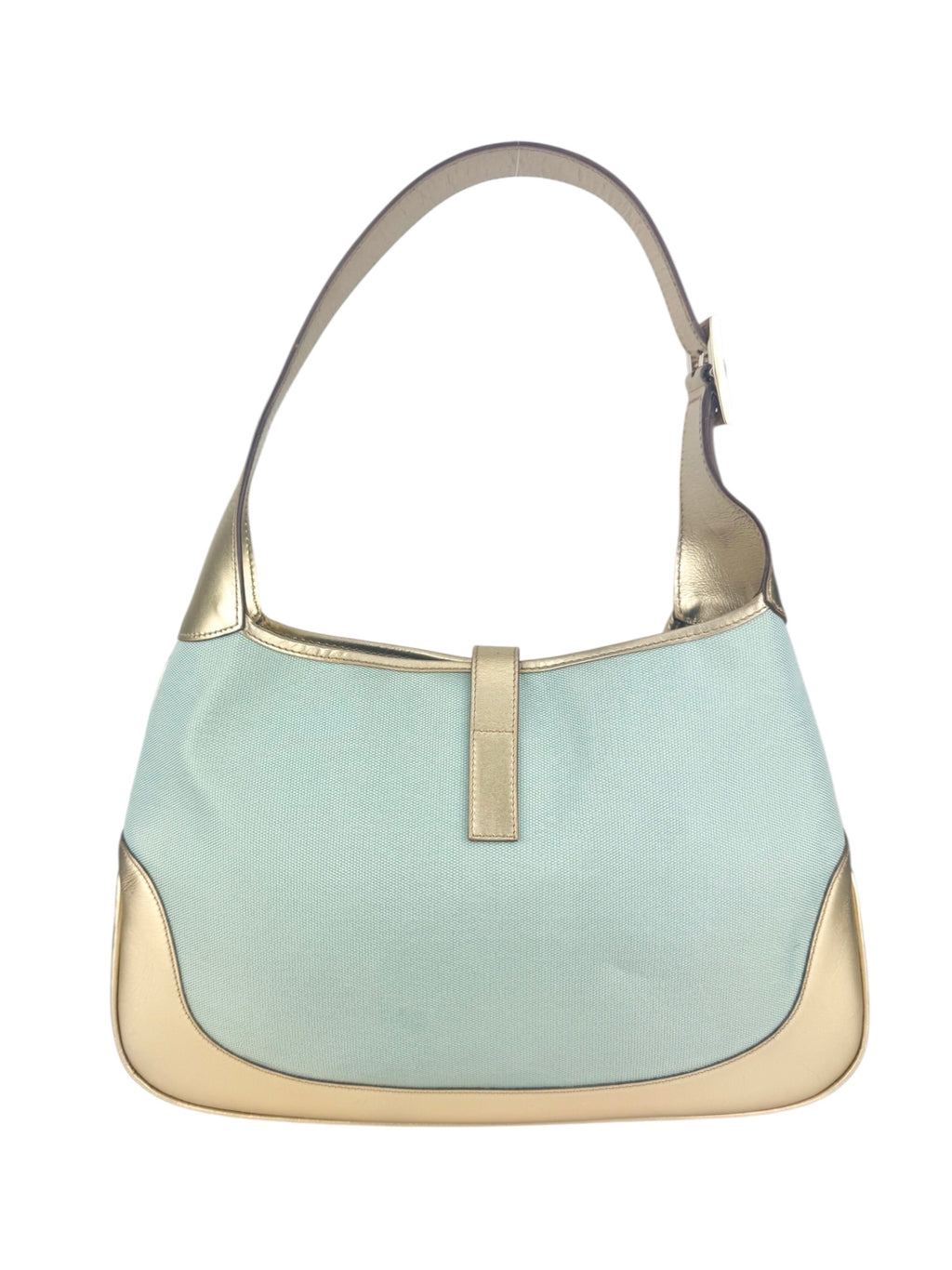 Gucci Light Blue and Gold Canvas and Leather Jackie Bag