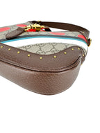 Gucci Brown Coated Canvas and Leather Geometric GG Supreme Studded Jackie Bag