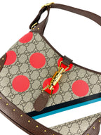 Gucci Brown Coated Canvas and Leather Geometric GG Supreme Studded Jackie Bag