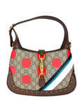 Gucci Brown Coated Canvas and Leather Geometric GG Supreme Studded Jackie Bag