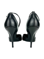 Tom Ford Black and Metallic Leather D'orsay Cap-toe Heels 39.5