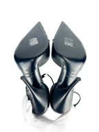 Tom Ford Black and Metallic Leather D'orsay Cap-toe Heels 39.5