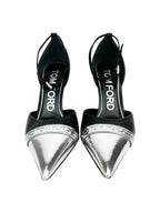Tom Ford Black and Metallic Leather D'orsay Cap-toe Heels 39.5