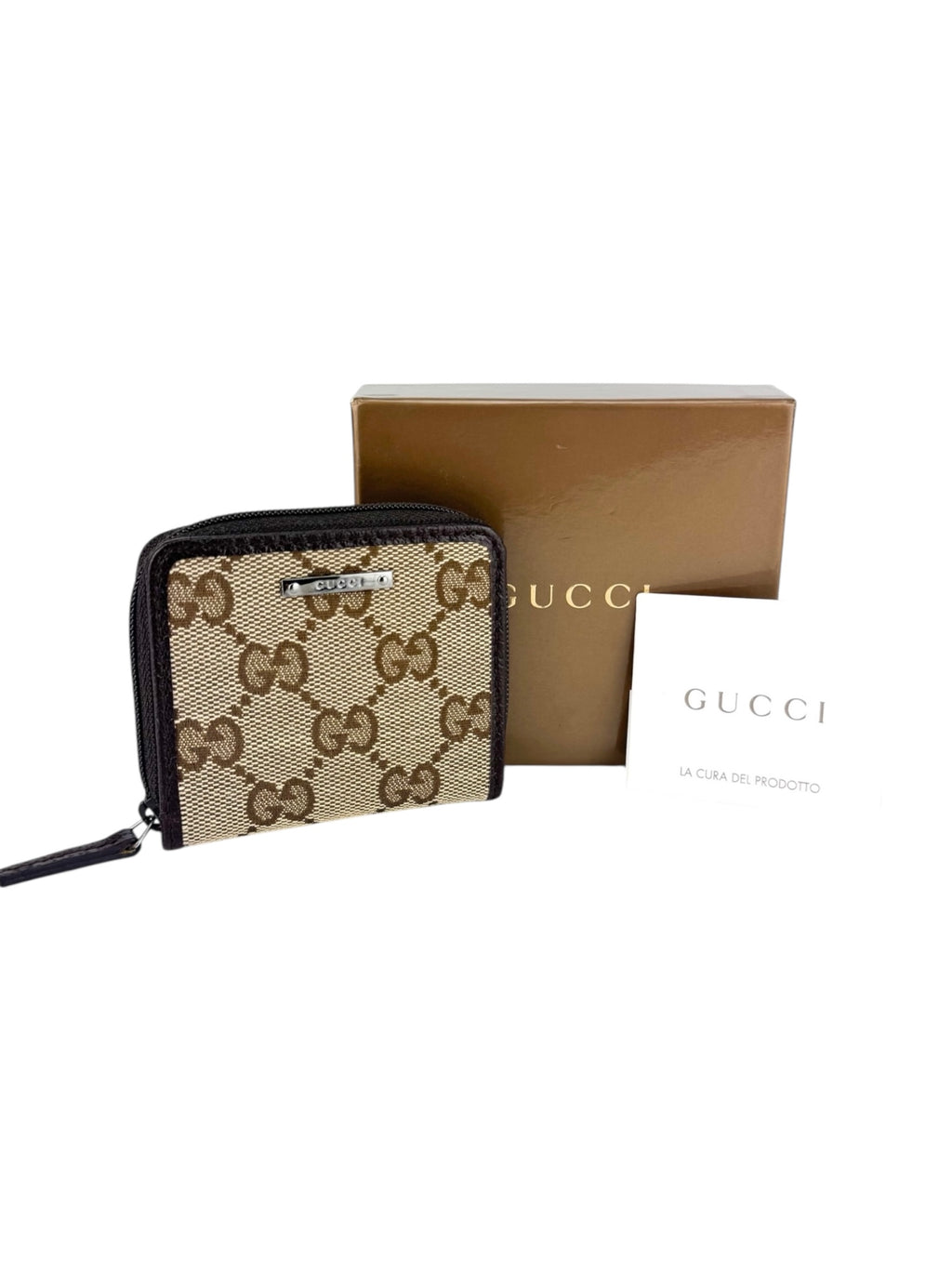 Gucci Brown Canvas and Leather Coin Wallet