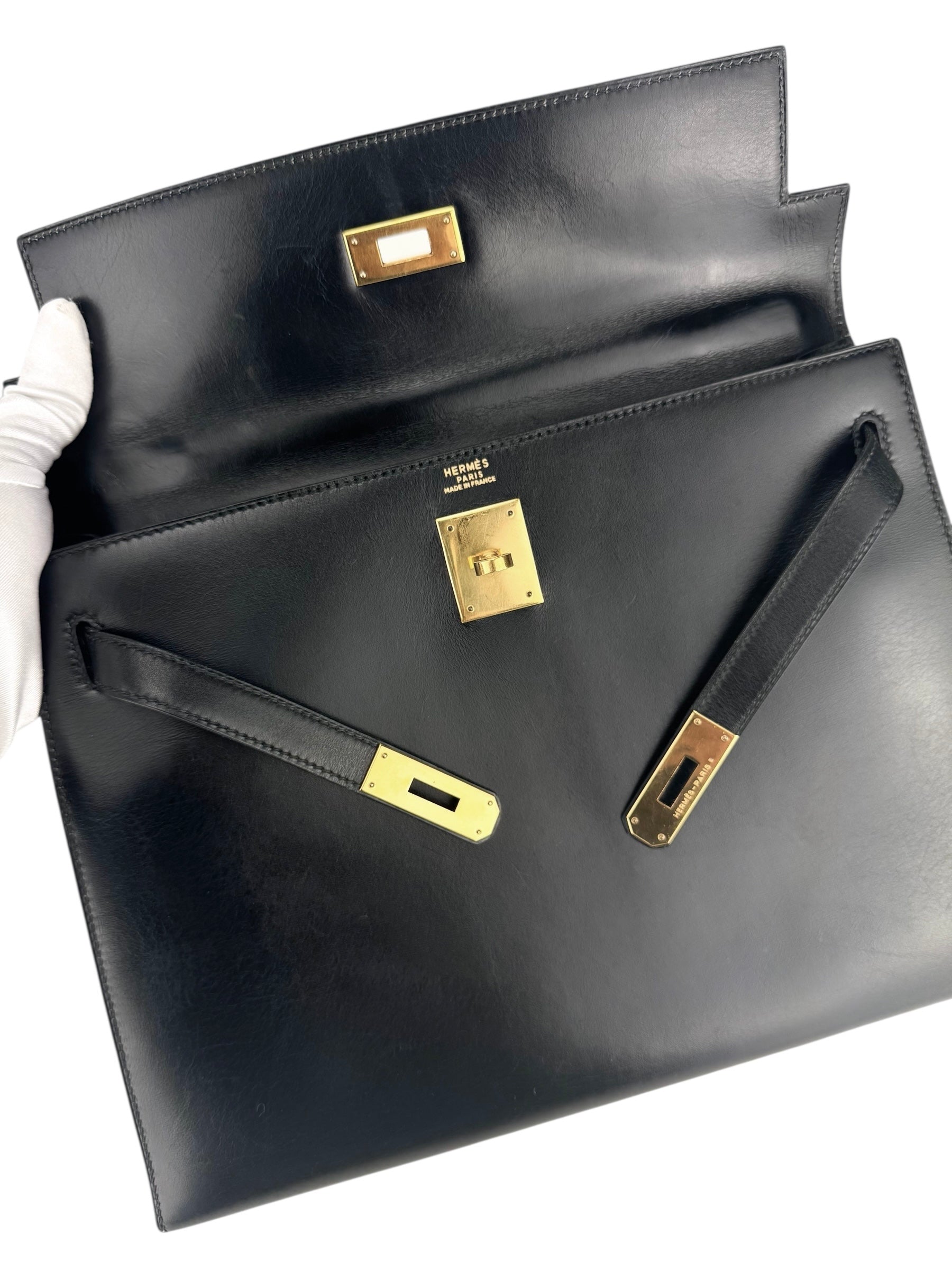 Hermes Black Box Calf Leather Kelly 32