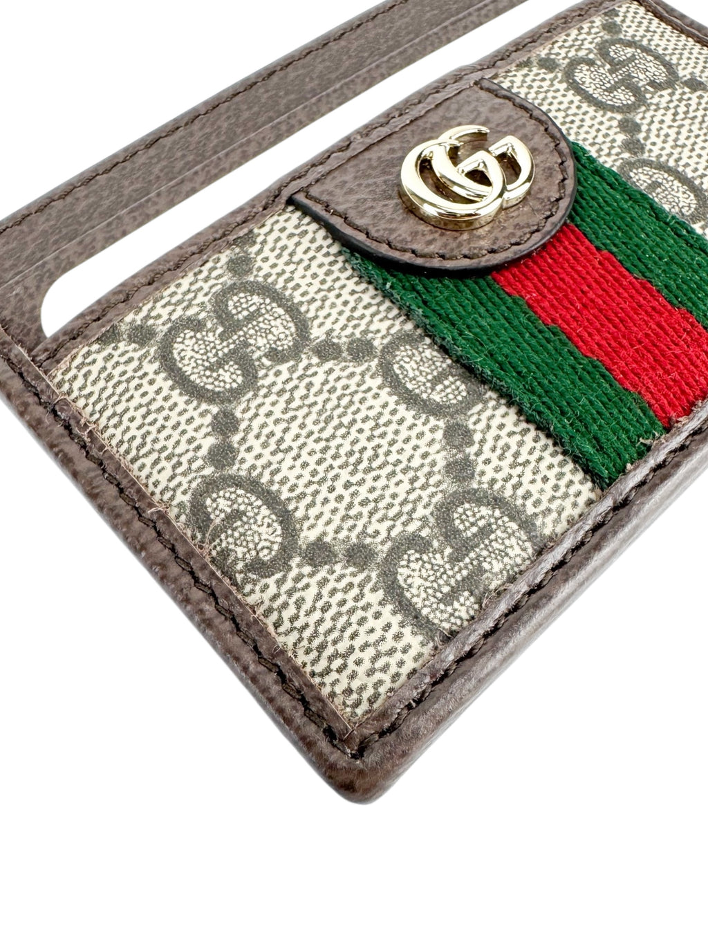Gucci Brown Coated Canvas Leather Ophidia Card Case
