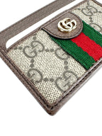 Gucci Brown Coated Canvas Leather Ophidia Card Case
