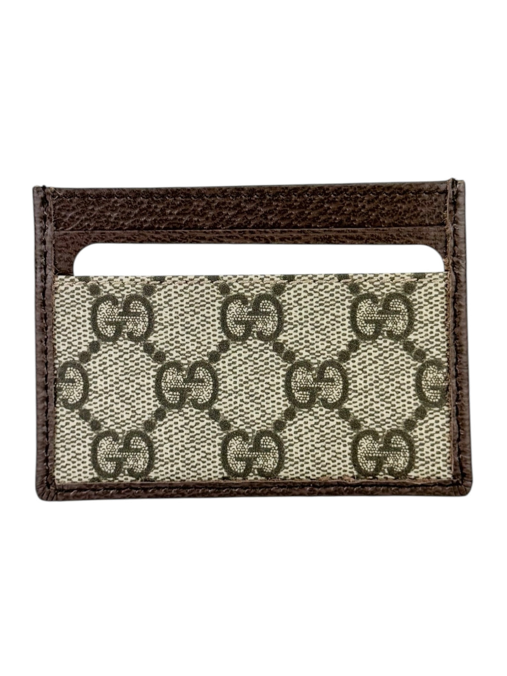 Gucci Brown Coated Canvas Leather Ophidia Card Case