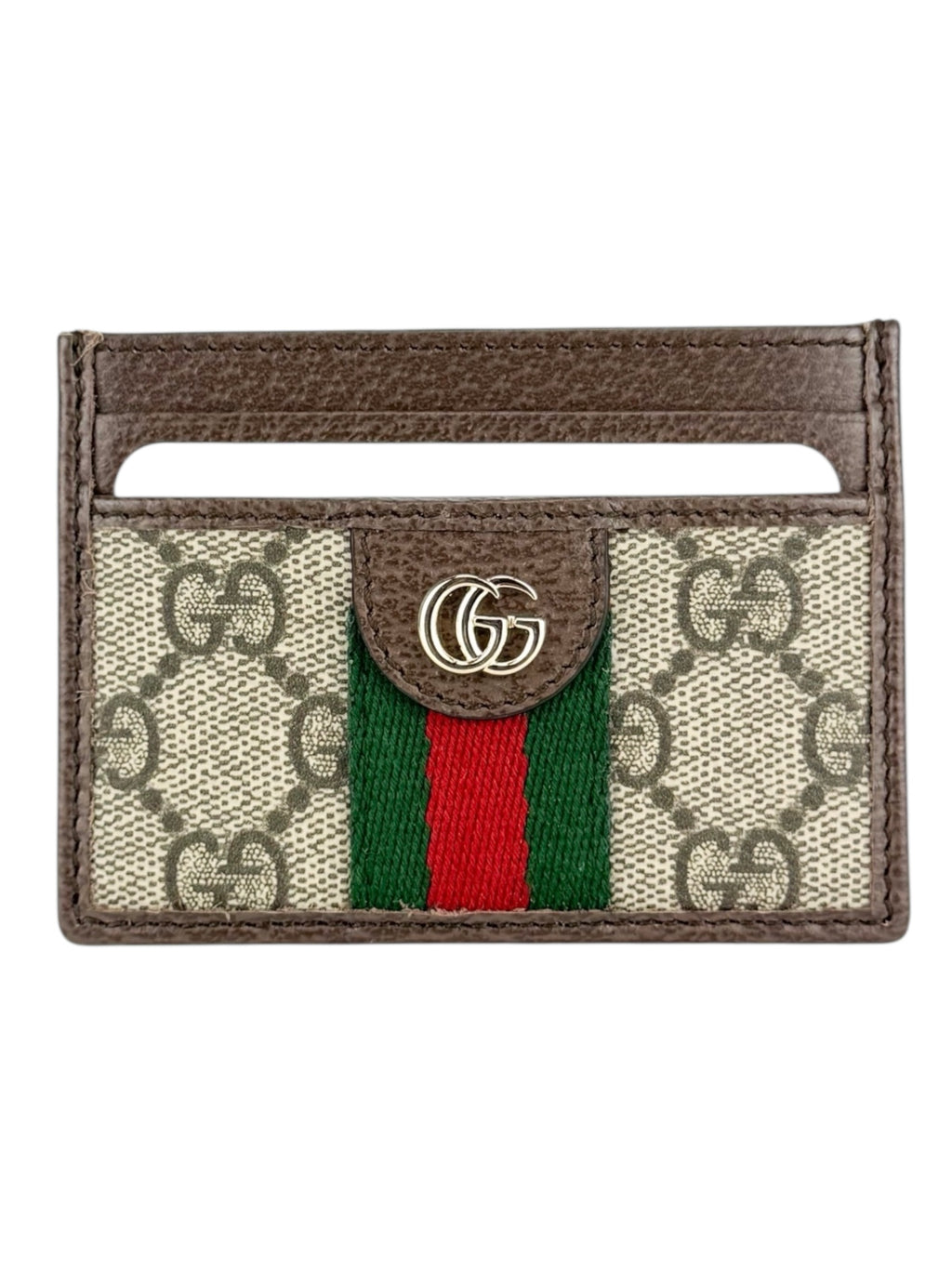 Gucci Brown Coated Canvas Leather Ophidia Card Case
