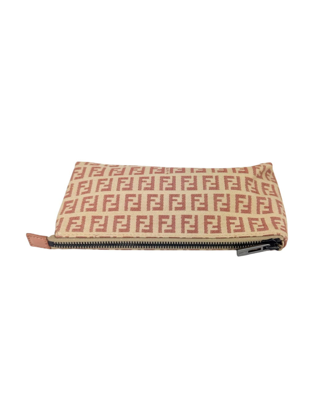Fendi Beige and Pink Canvas Zucchino Cosmetic Pouch