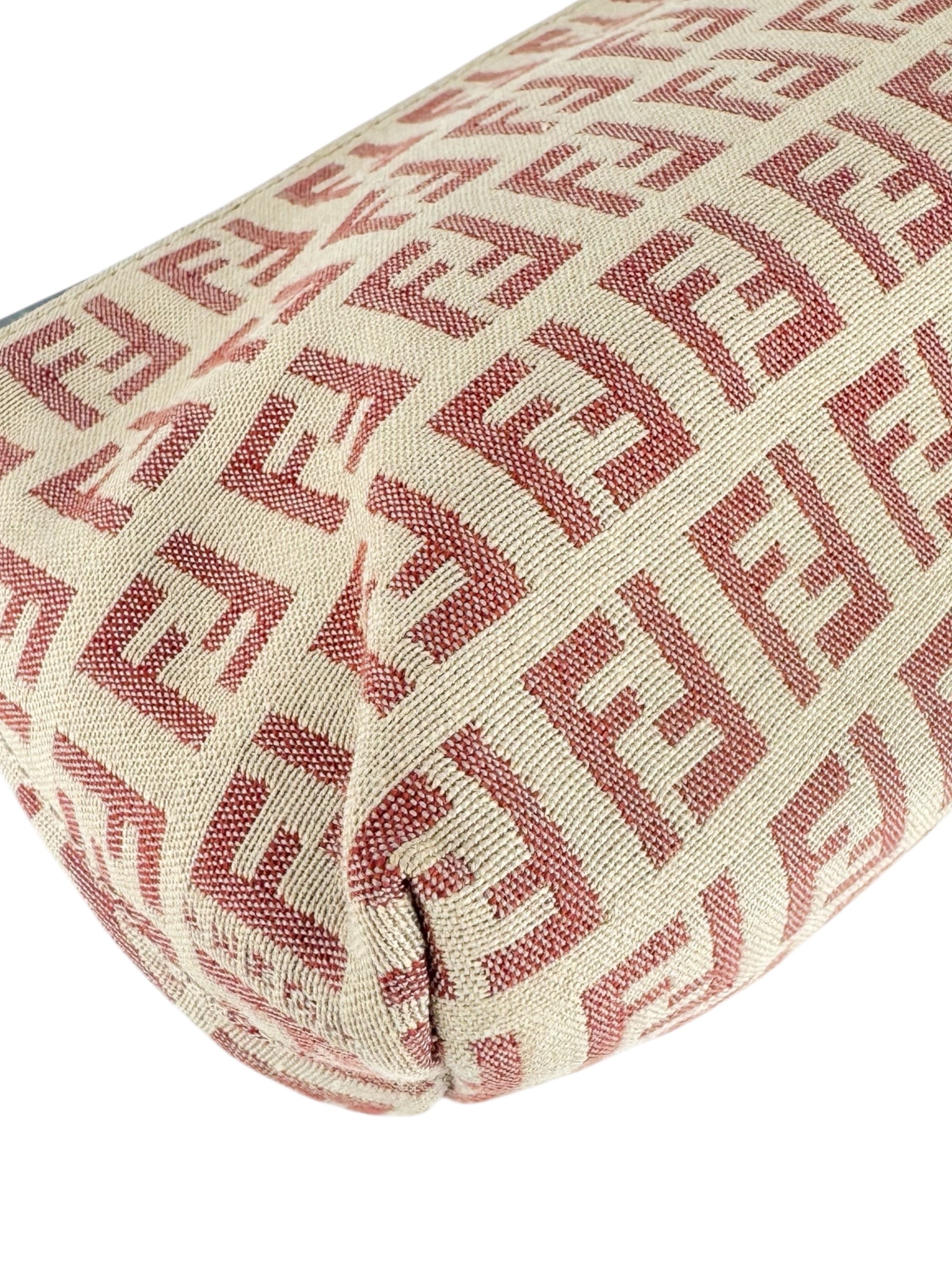 Fendi Beige and Pink Canvas Zucchino Cosmetic Pouch