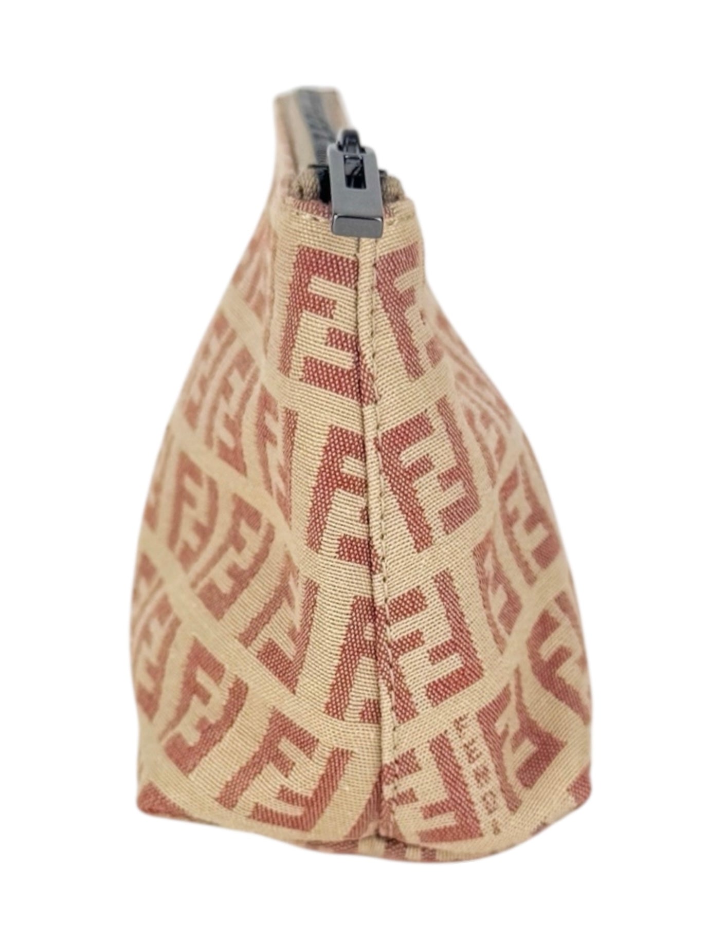 Fendi Beige and Pink Canvas Zucchino Cosmetic Pouch