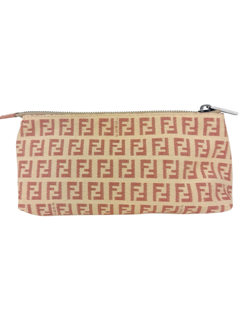 Fendi Beige and Pink Canvas Zucchino Cosmetic Pouch