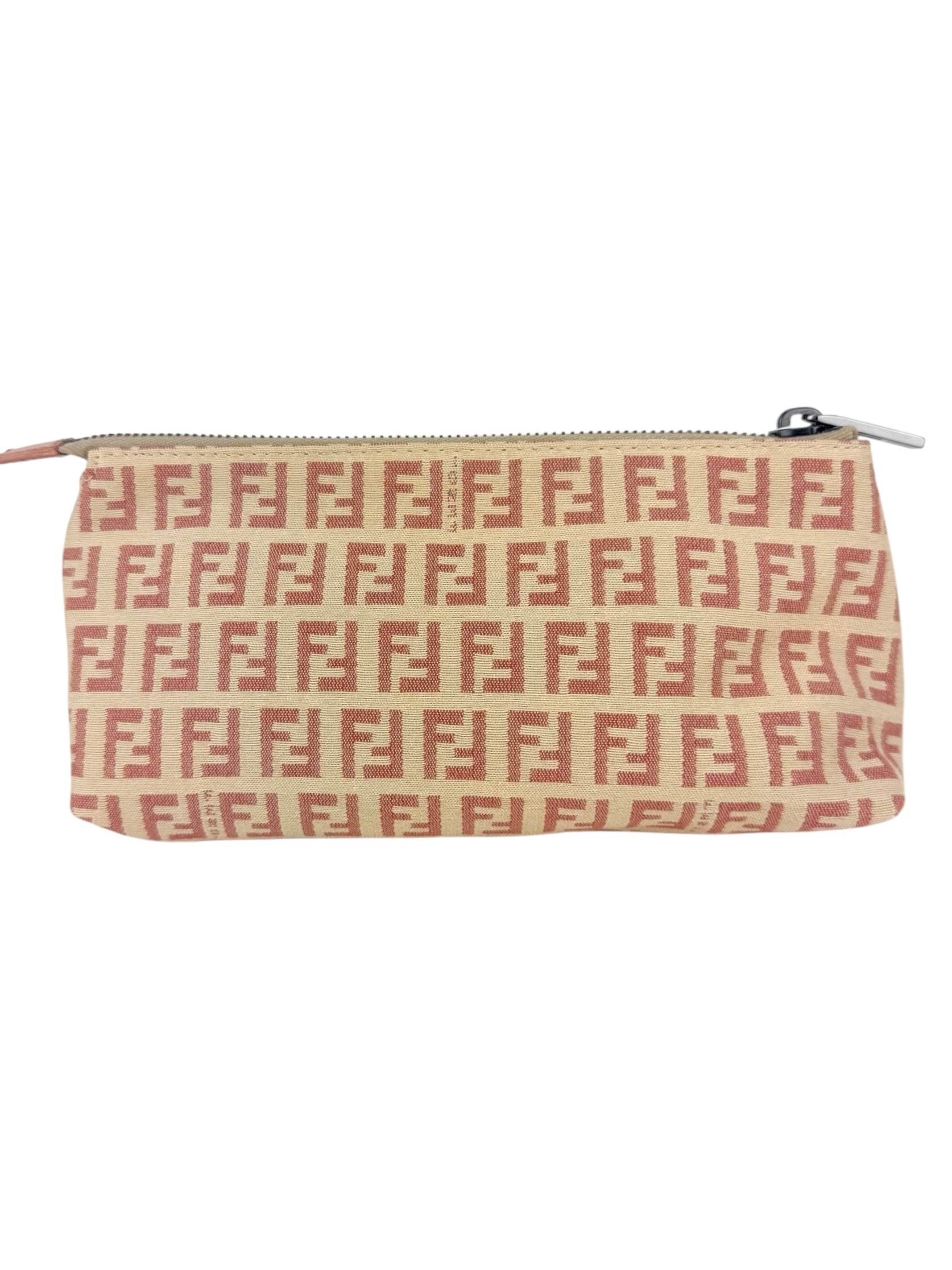 Fendi Beige and Pink Canvas Zucchino Cosmetic Pouch