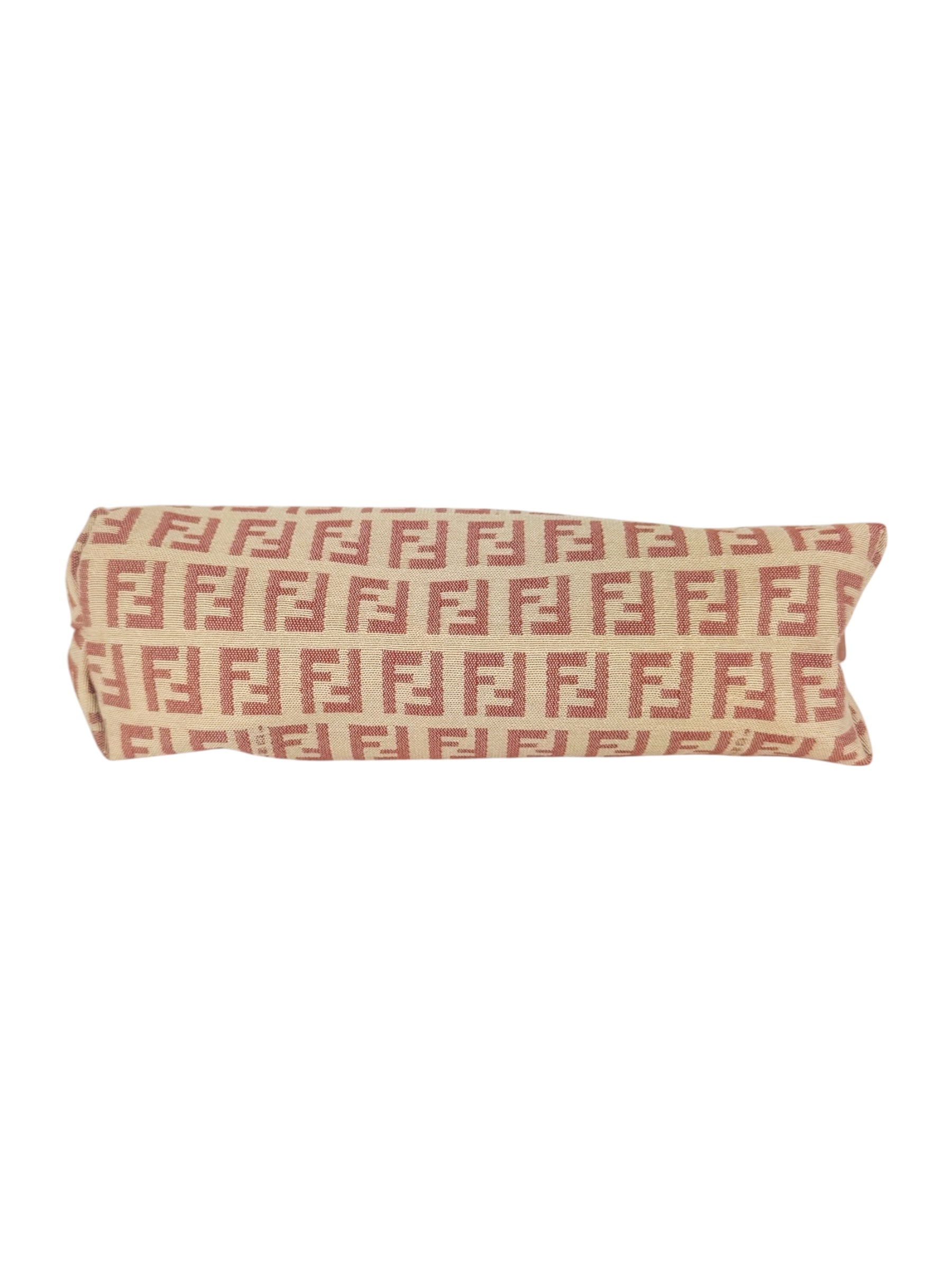 Fendi Beige and Pink Canvas Zucchino Cosmetic Pouch