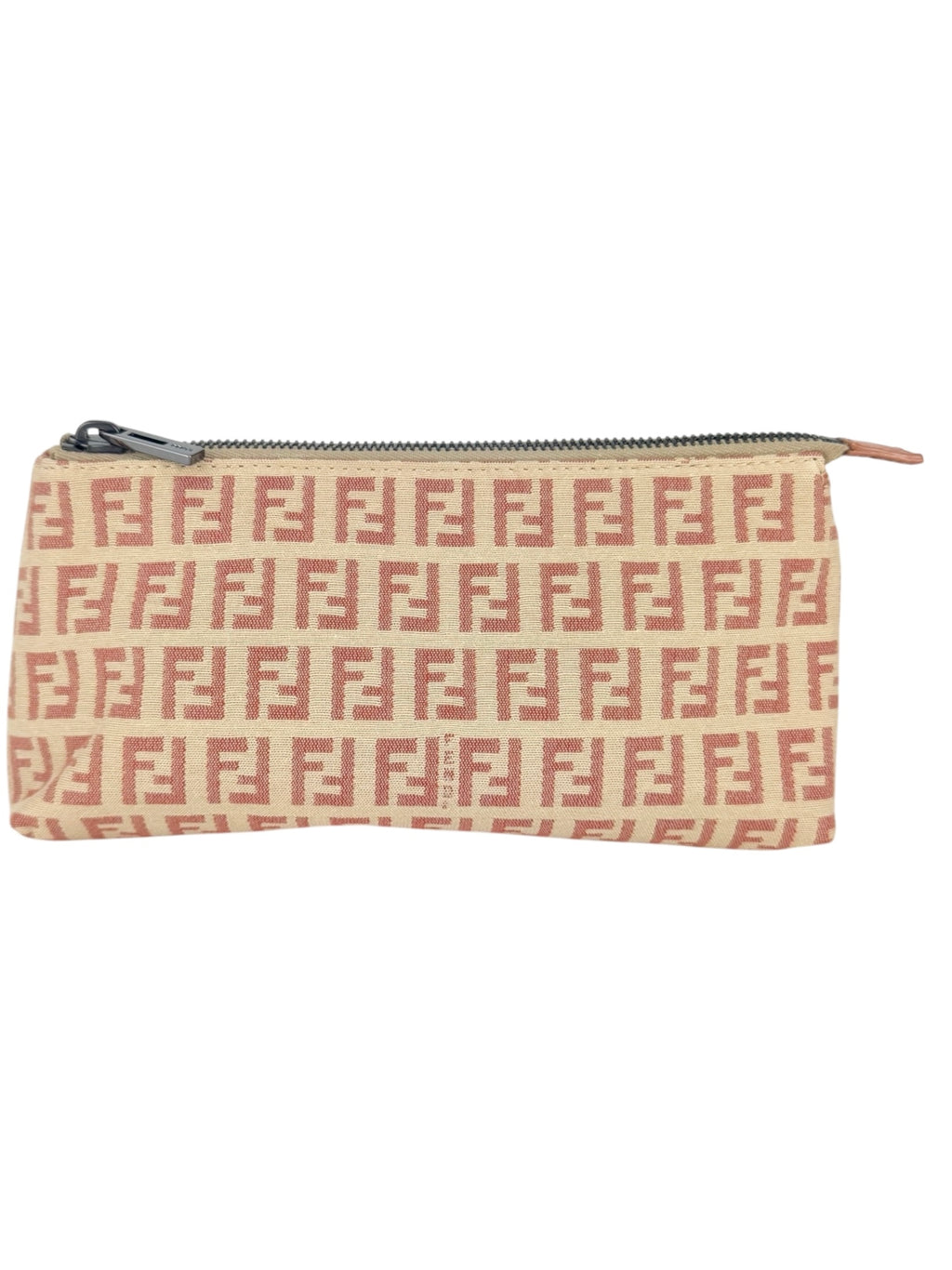 Fendi Beige and Pink Canvas Zucchino Cosmetic Pouch