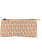 Fendi Beige and Pink Canvas Zucchino Cosmetic Pouch