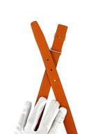 Hermes Brown and Orange Box Calf Leather Reversible H Buckle Belt