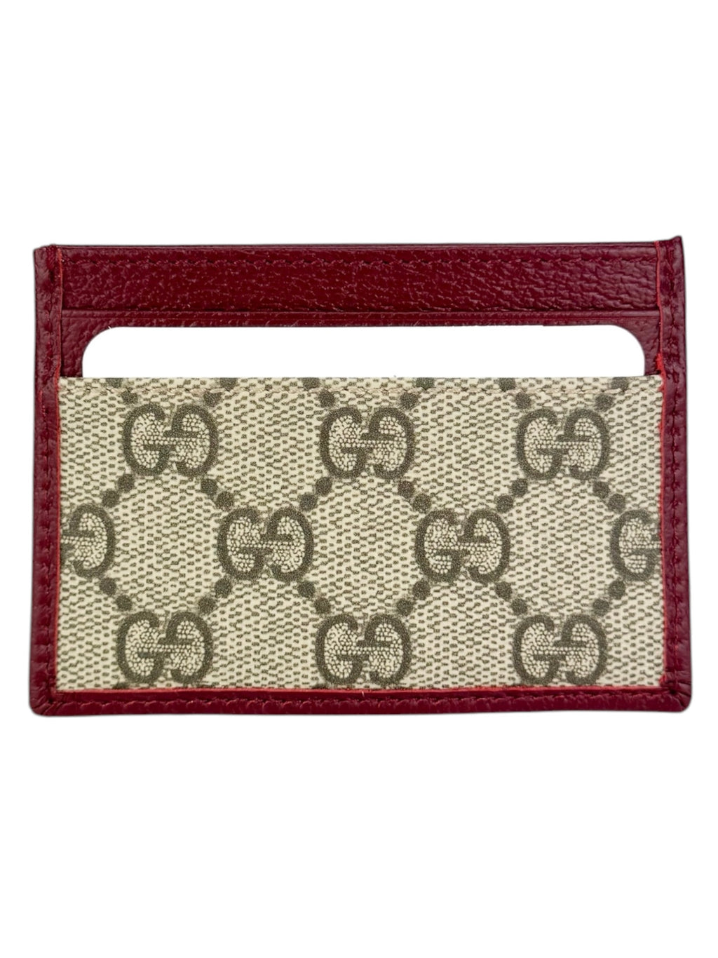 Gucci Brown and Burgundy Coated Canvas Leather Ophidia Card Case