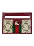 Gucci Brown and Burgundy Coated Canvas Leather Ophidia Card Case