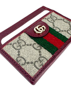 Gucci Brown and Burgundy Coated Canvas Leather Ophidia Card Case