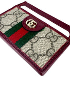 Gucci Brown and Burgundy Coated Canvas Leather Ophidia Card Case