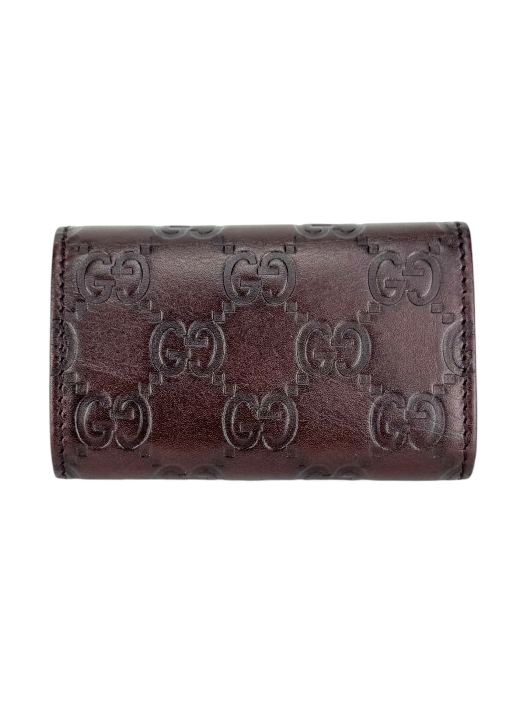 Gucci Brown Leather Guccissima 6 Ring Key Case Holder