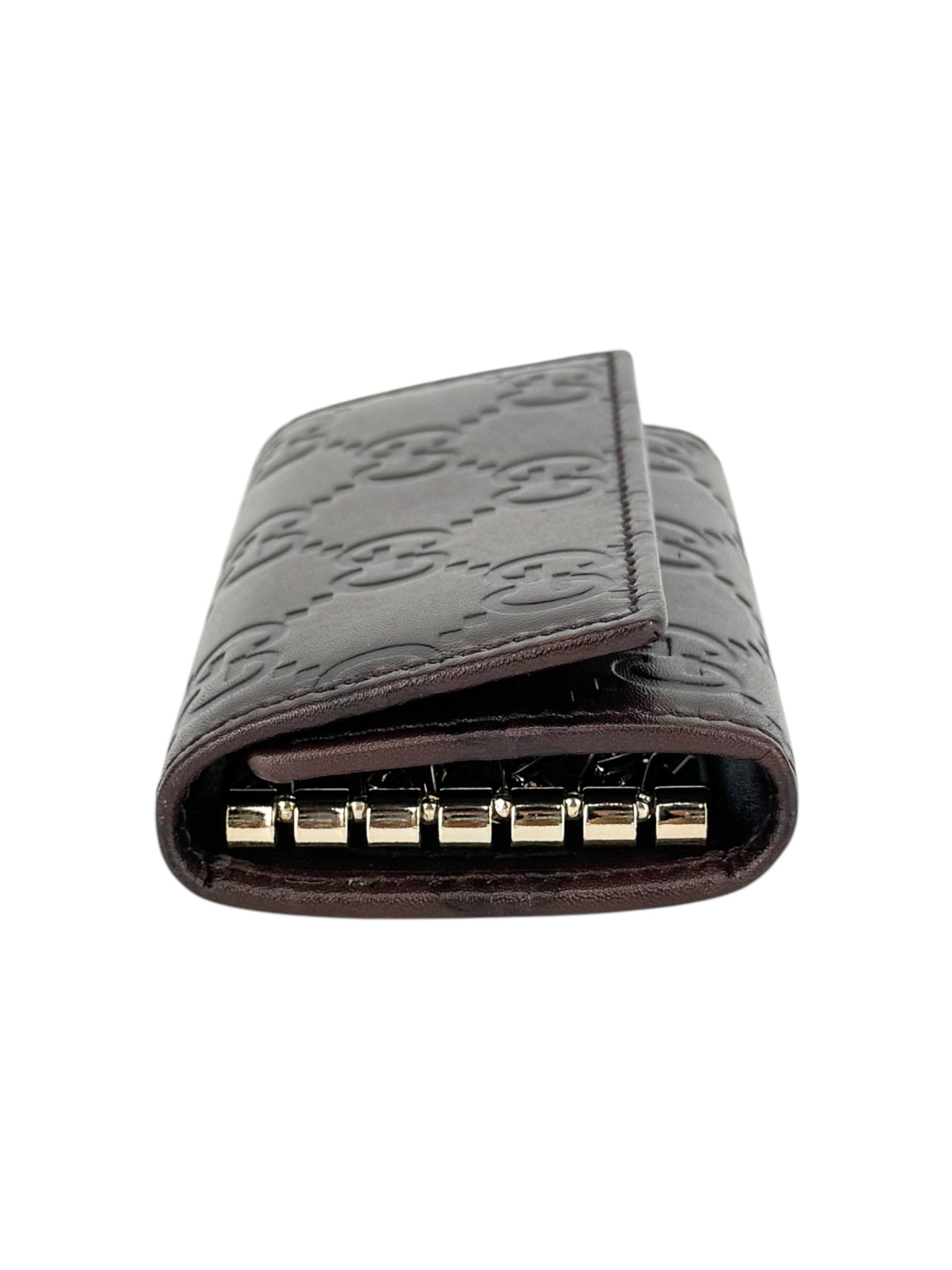 Gucci Brown Leather Guccissima 6 Ring Key Case Holder