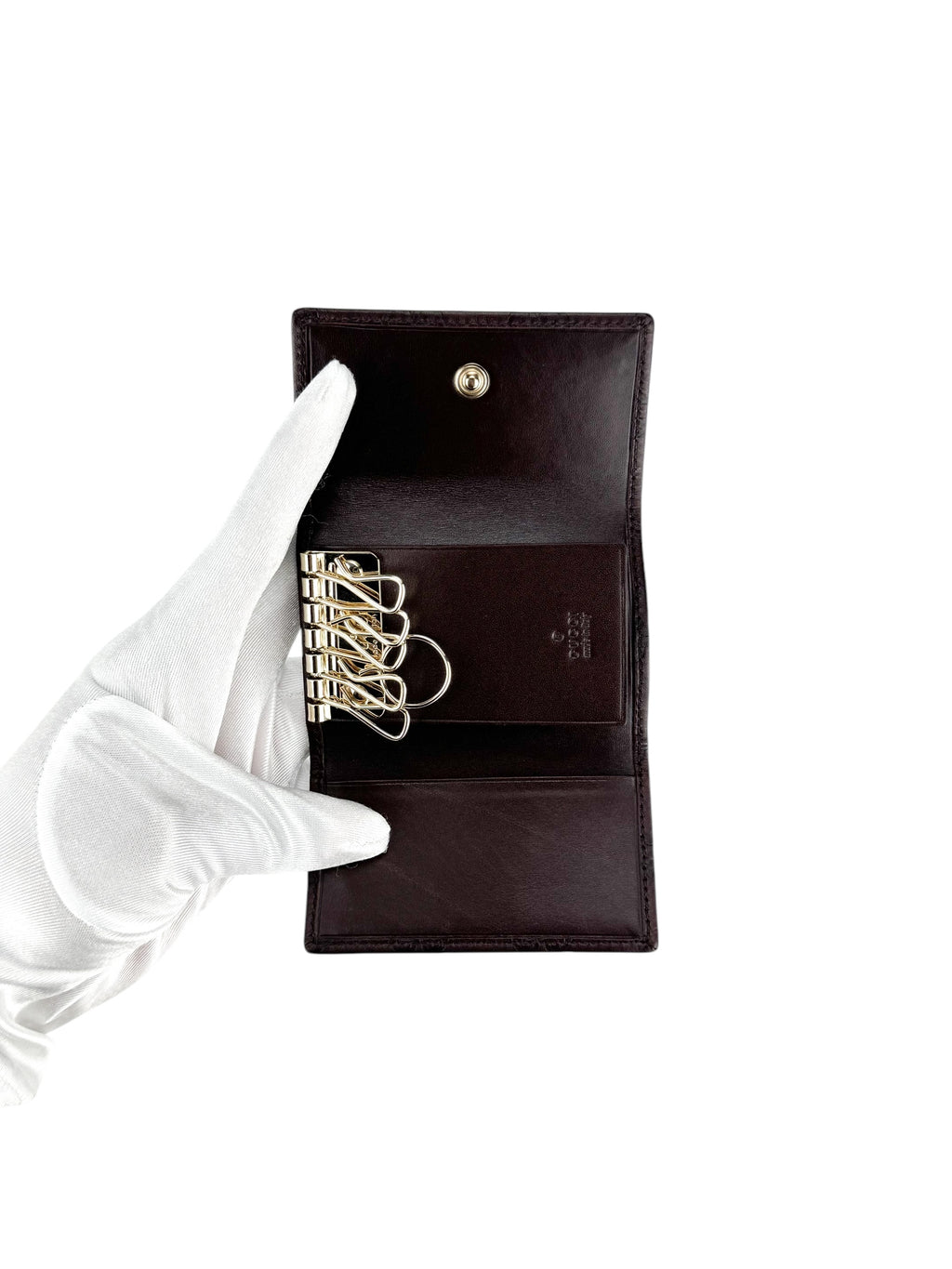 Gucci Brown Leather Guccissima 6 Ring Key Case Holder