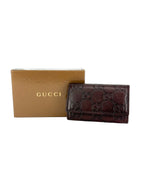 Gucci Brown Leather Guccissima 6 Ring Key Case Holder
