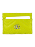 Gucci Lime Green Leather GG Matelasse Chevron Marmont Card Case