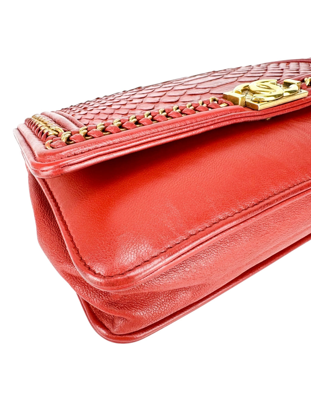 Chanel Dark Red Python Boy Wallet on Chain