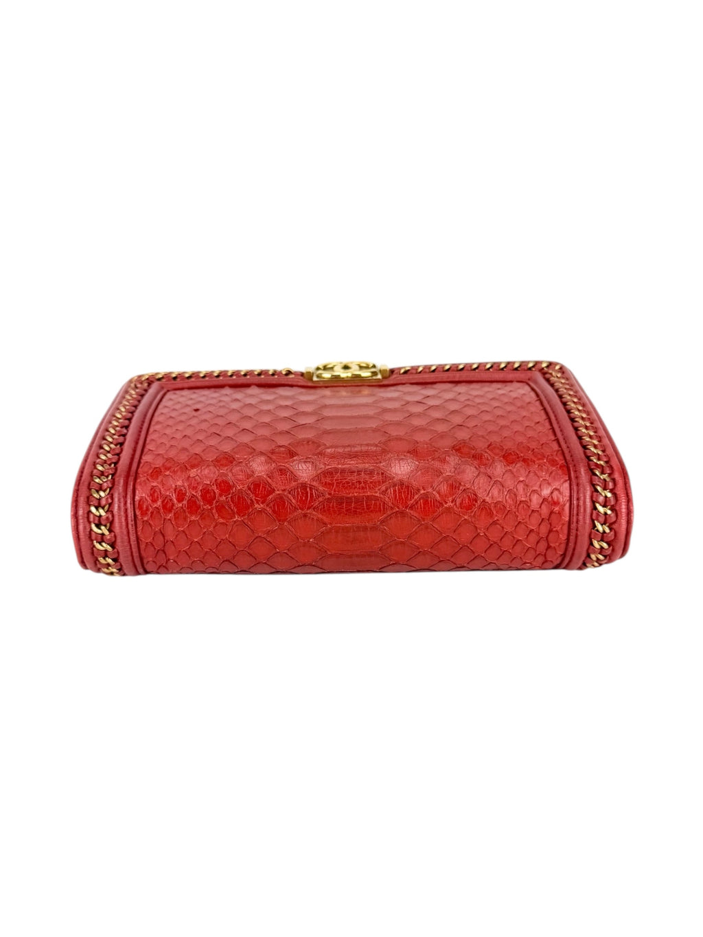 Chanel Dark Red Python Boy Wallet on Chain