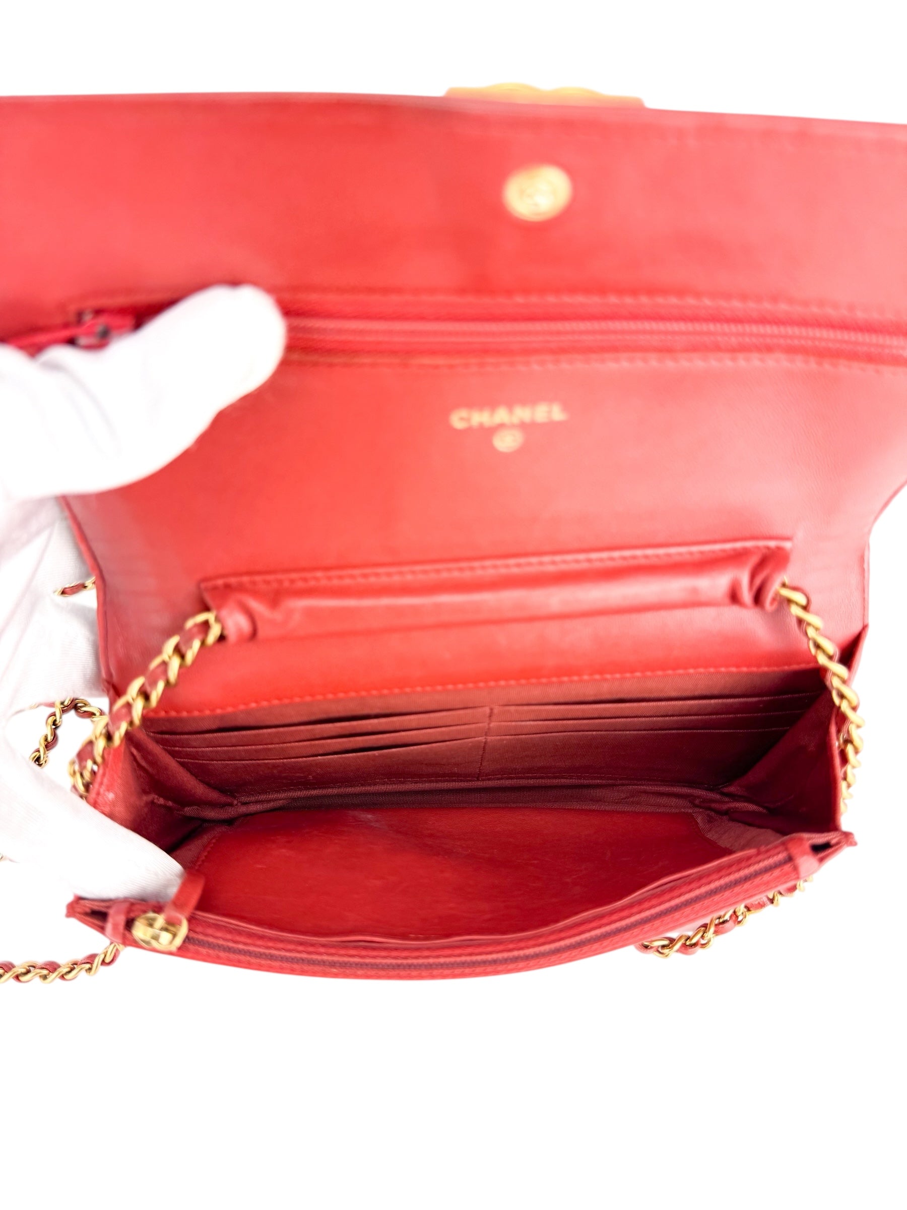 Chanel Dark Red Python Boy Wallet on Chain