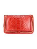 Chanel Dark Red Python Boy Wallet on Chain
