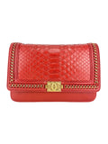 Chanel Dark Red Python Boy Wallet on Chain