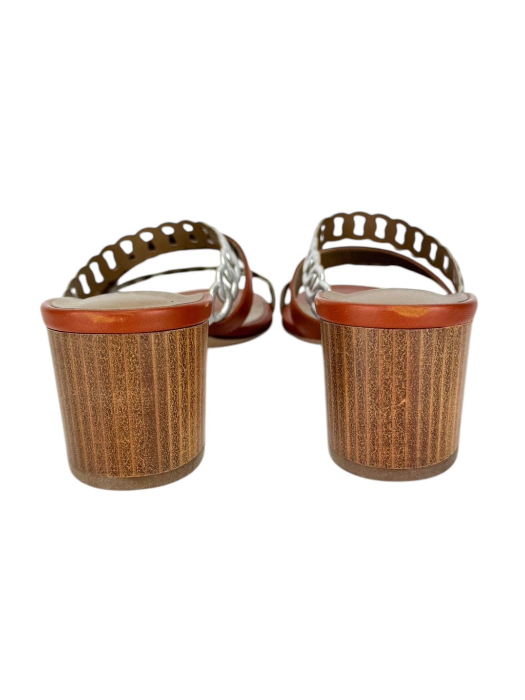 Hermes Cognac and Gris Argente Nappa Leather Ajaccio Sandals 39 (FULL SET)