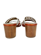 Hermes Cognac and Gris Argente Nappa Leather Ajaccio Sandals 39 (FULL SET)