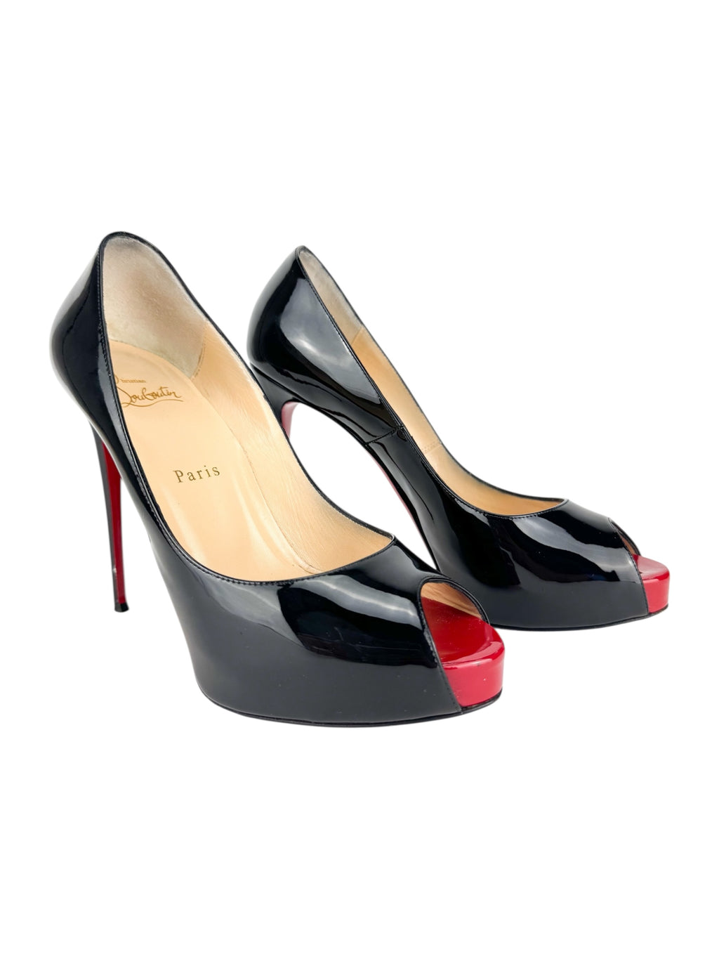 Christian Louboutin Black Patent Leather New Very Prive Heels 120