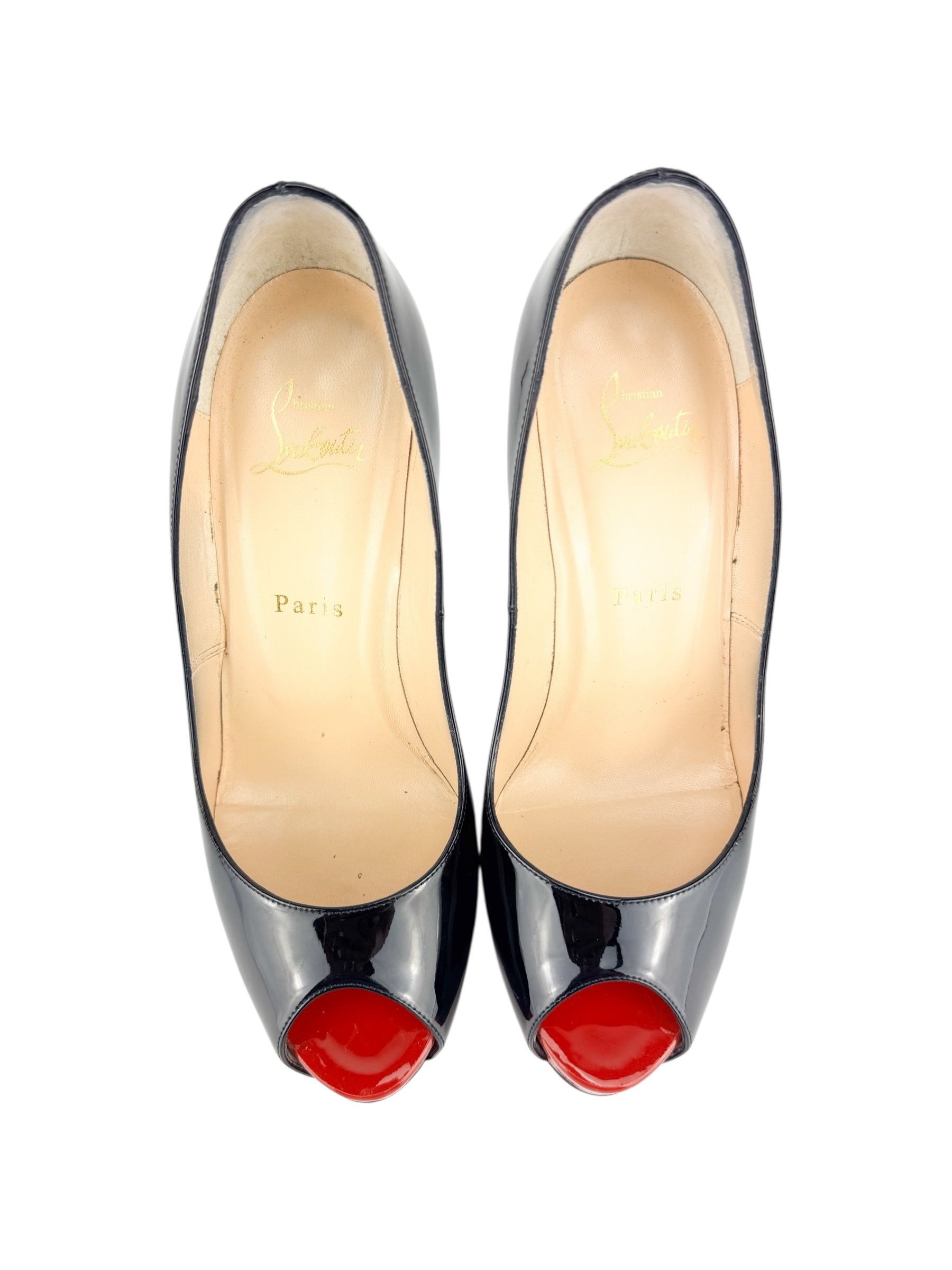 Christian Louboutin Black Patent Leather New Very Prive Heels 120