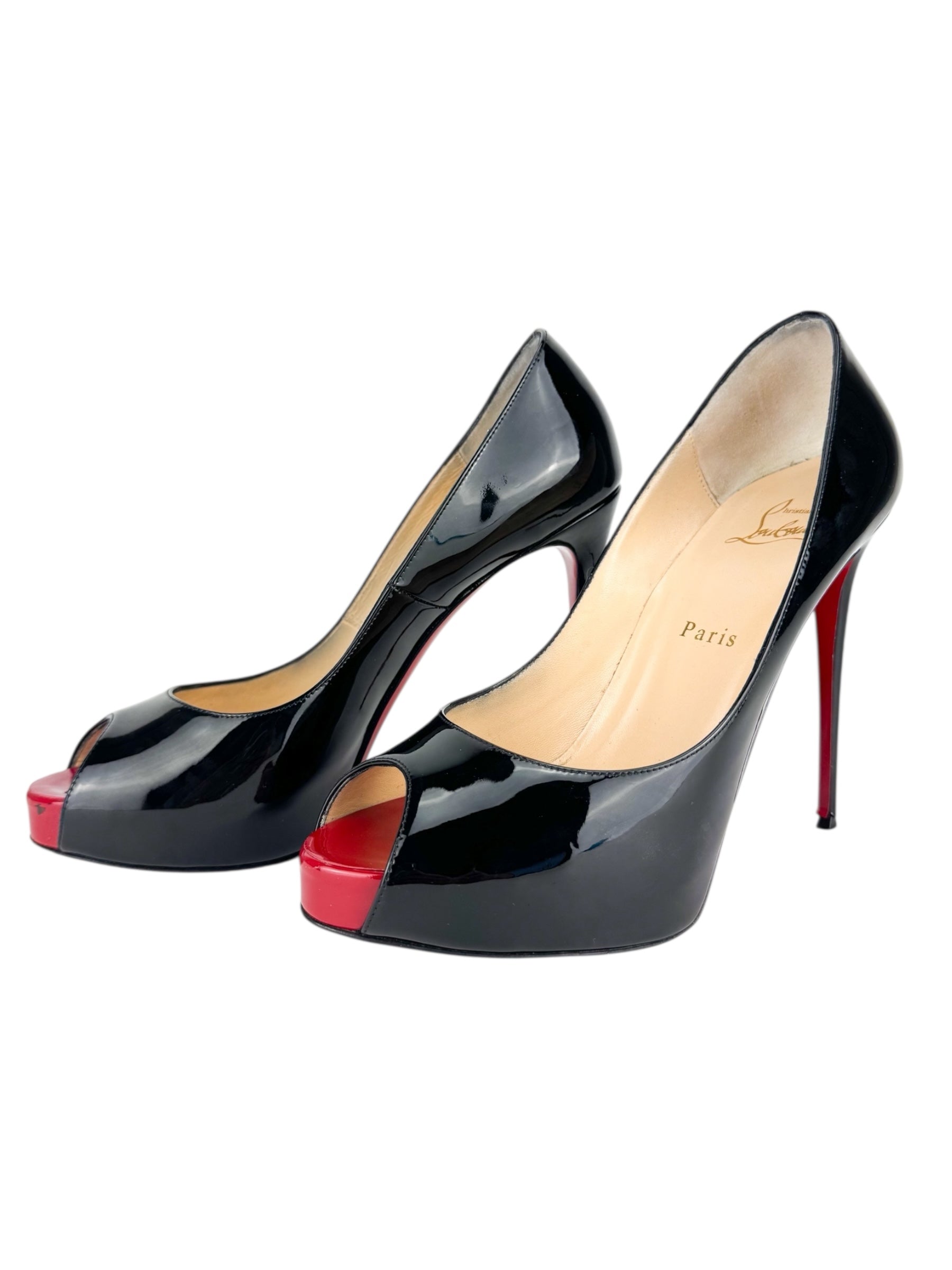 Christian Louboutin Black Patent Leather New Very Prive Heels 120