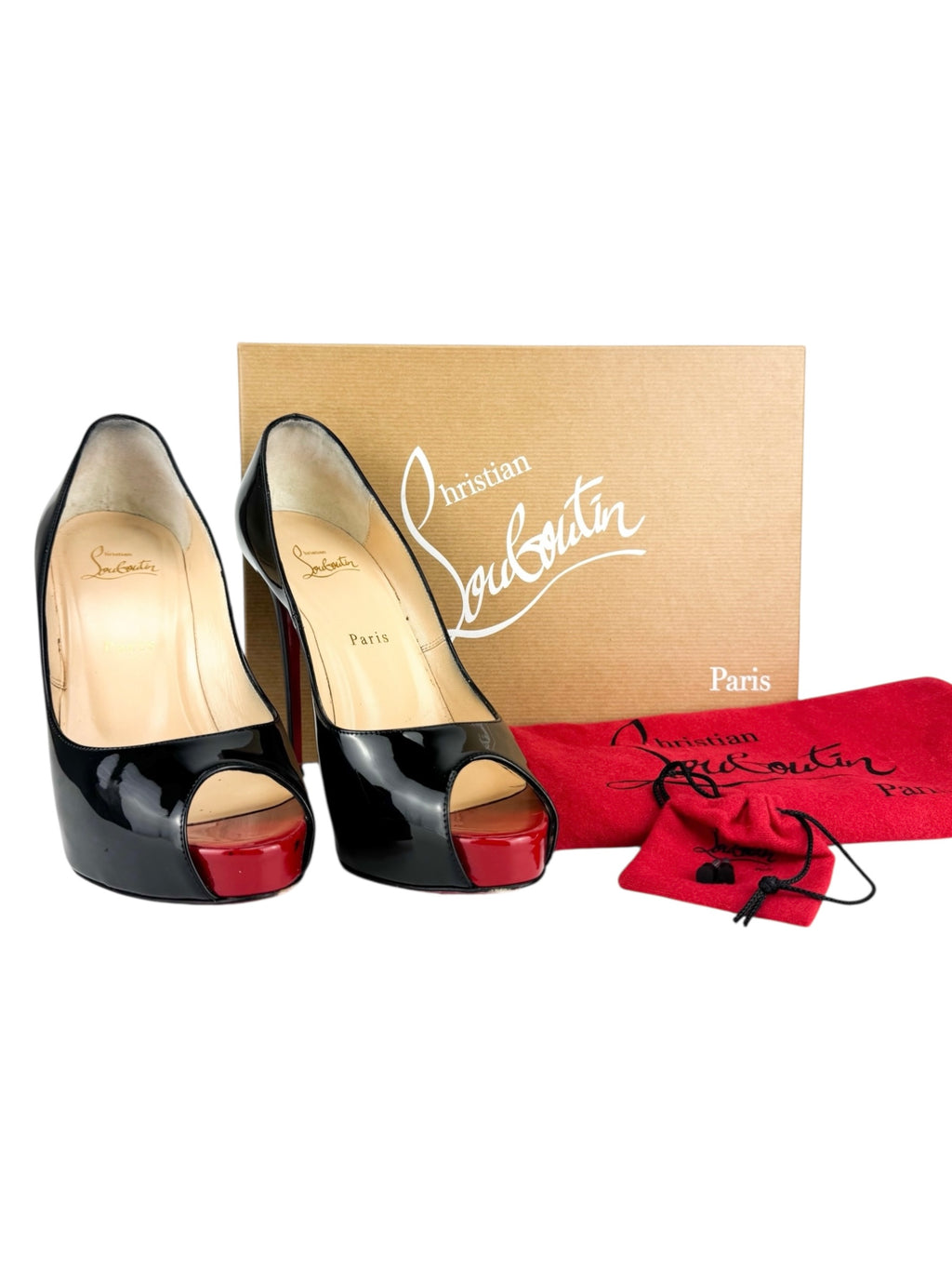Christian Louboutin Black Patent Leather New Very Prive Heels 120