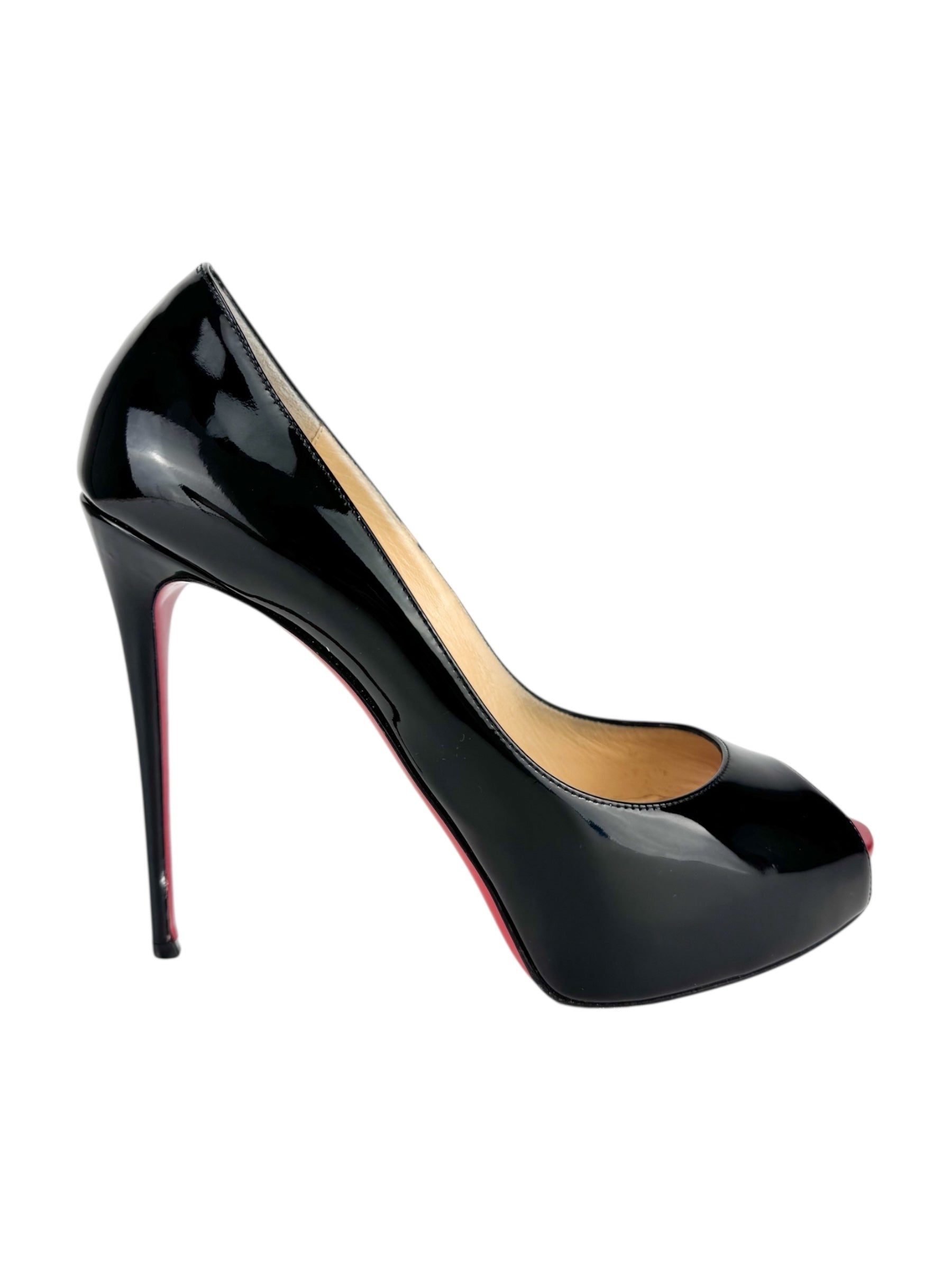 Christian Louboutin Black Patent Leather New Very Prive Heels 120