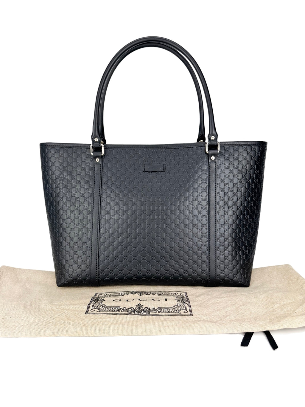 Gucci Black Leather Micro Guccissima Tote Bag