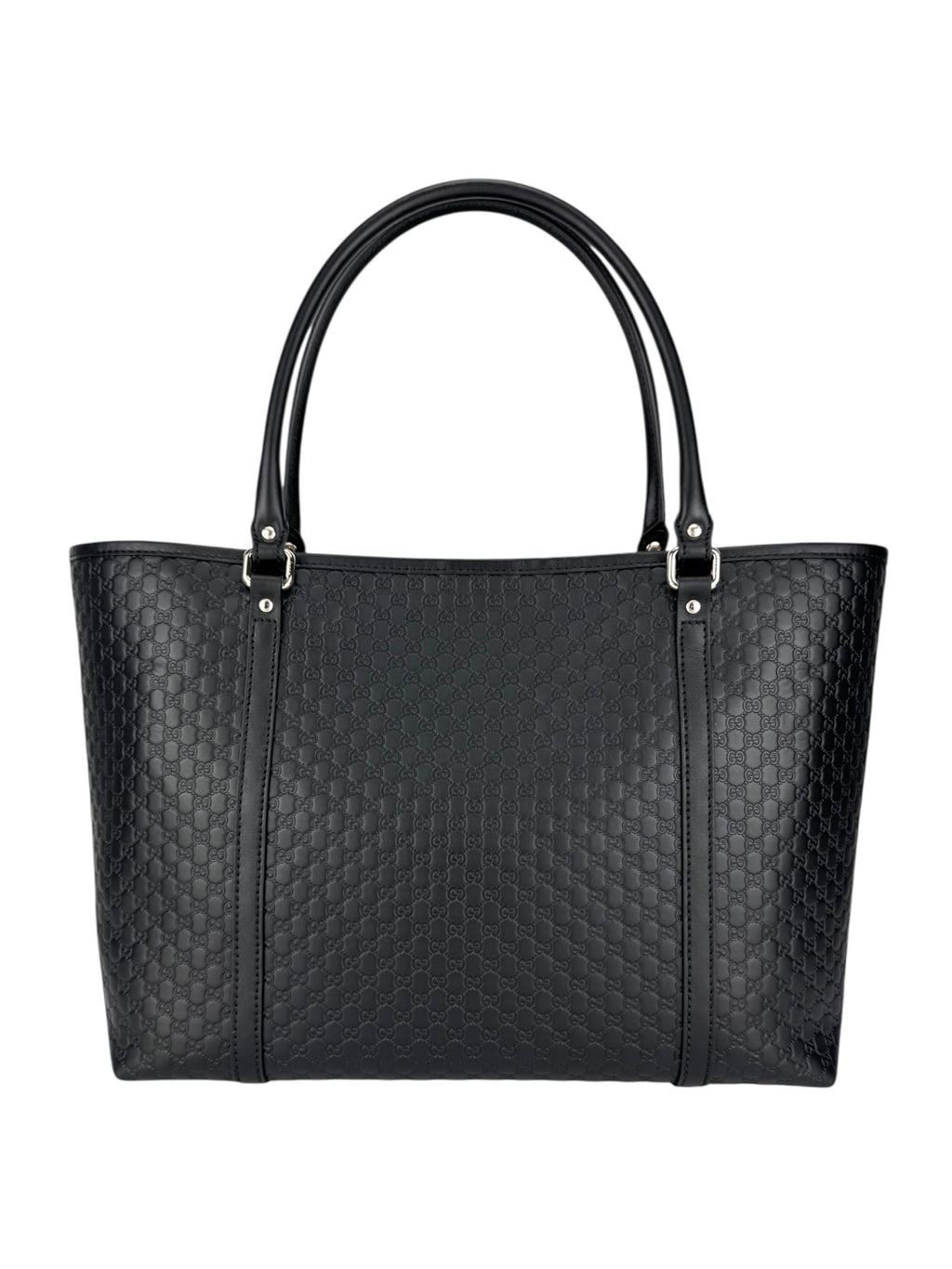 Gucci Black Leather Micro Guccissima Tote Bag