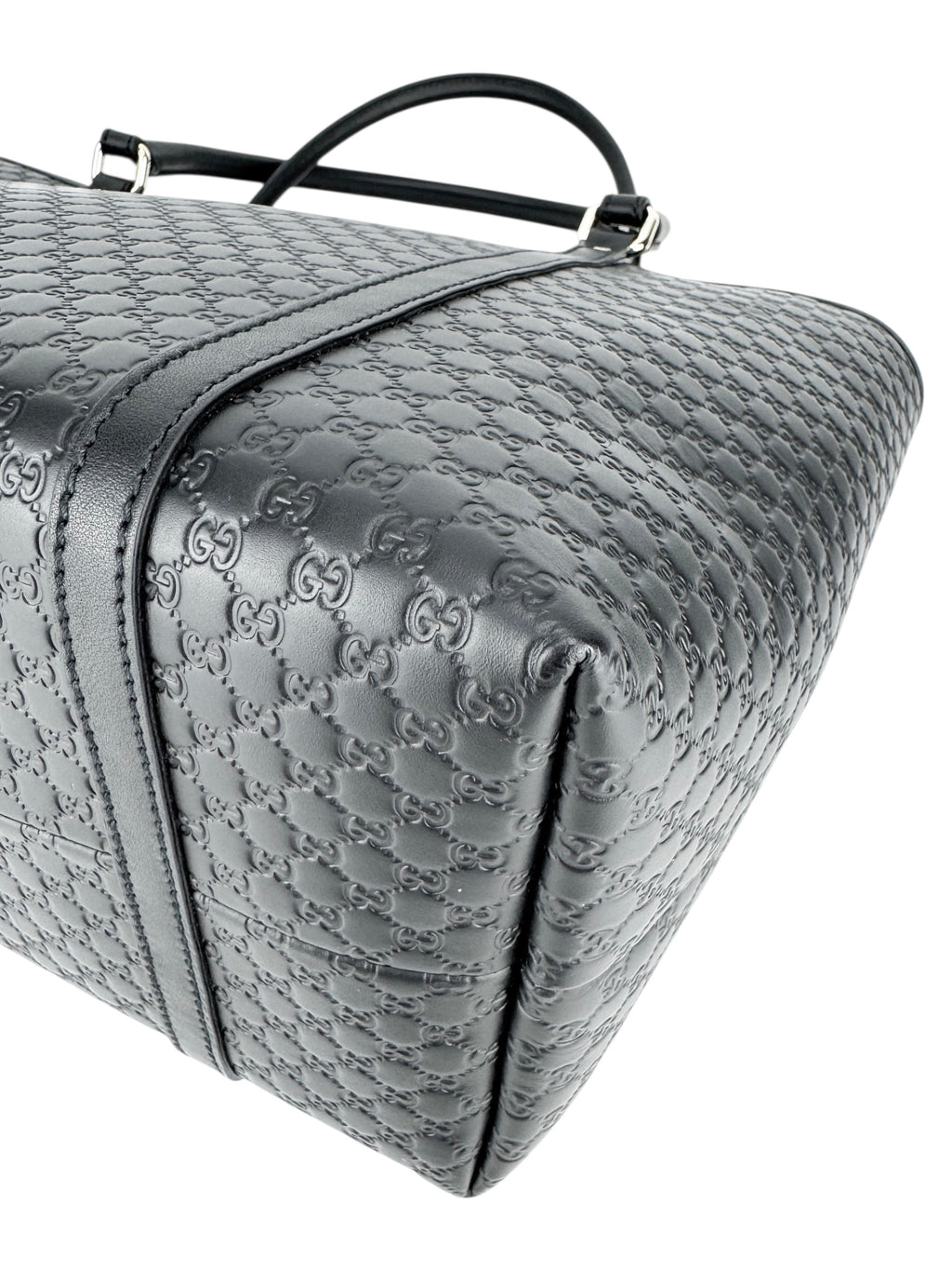 Gucci Black Leather Micro Guccissima Tote Bag